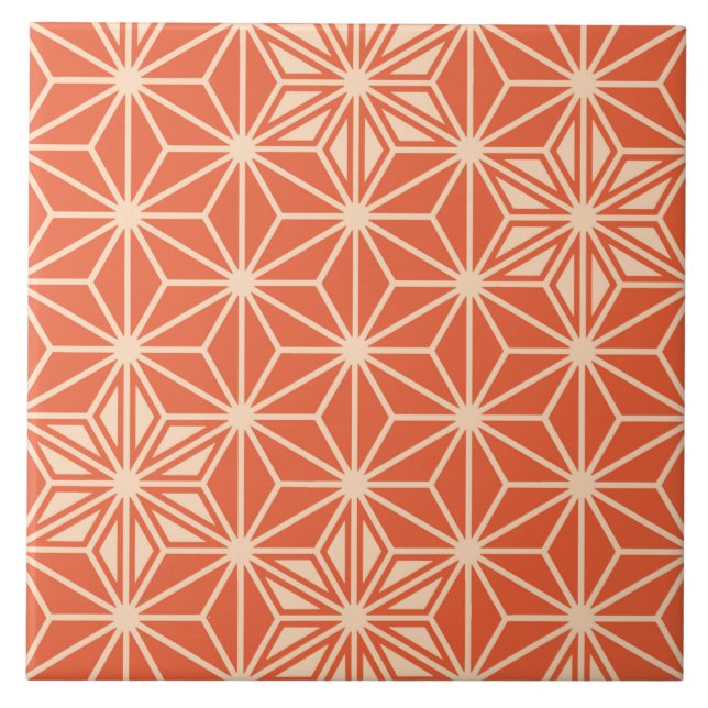 Japanisch Asanoha oder Star Pattern, Kornorange Fliese (Vorderseite)