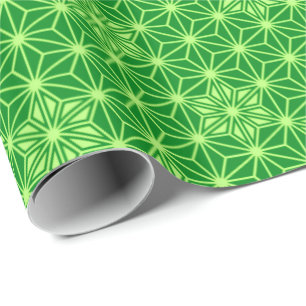 Japanisch Asanoha oder Star Pattern, smaragdgrün Geschenkpapier