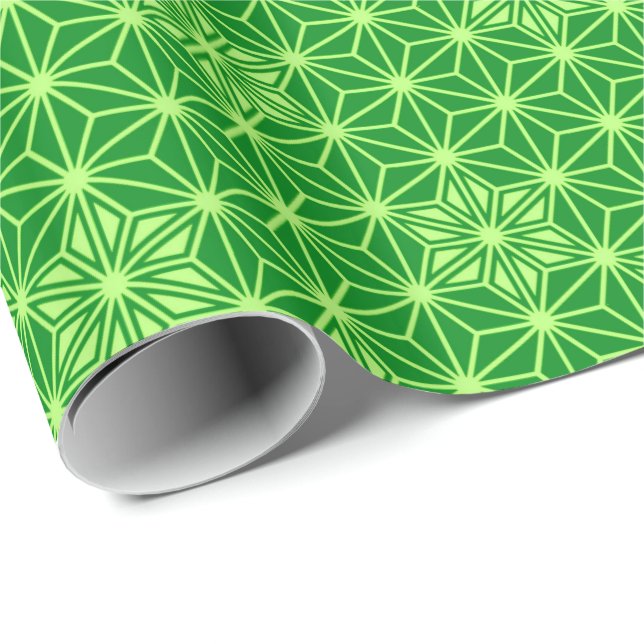 Japanisch Asanoha oder Star Pattern, smaragdgrün Geschenkpapier (Rolleneckpunkt)