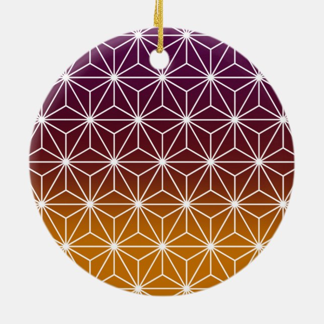 Japanisch Asanoha Traditionelle Printburgundy & Go Keramik Ornament (Hinten)