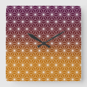 Japanisch Asanoha Traditionelle Printburgundy & Go Quadratische Wanduhr