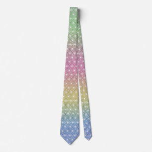 Japanisch Asanoha Traditionelle Printpastel Rainbo Krawatte