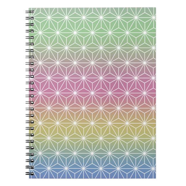 Japanisch Asanoha Traditionelle Printpastel Rainbo Notizblock (Vorderseite)