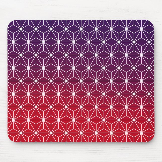 Japanisch Asanoha Traditionelles Druckrot und Lila Mousepad (Vorne)