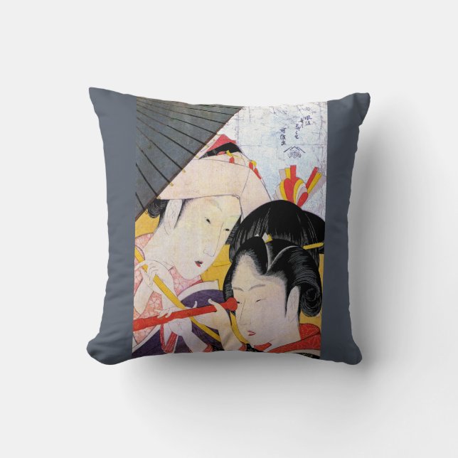 Japanisch-Asiatische Kunst Geishas Kissen (Vorderseite)
