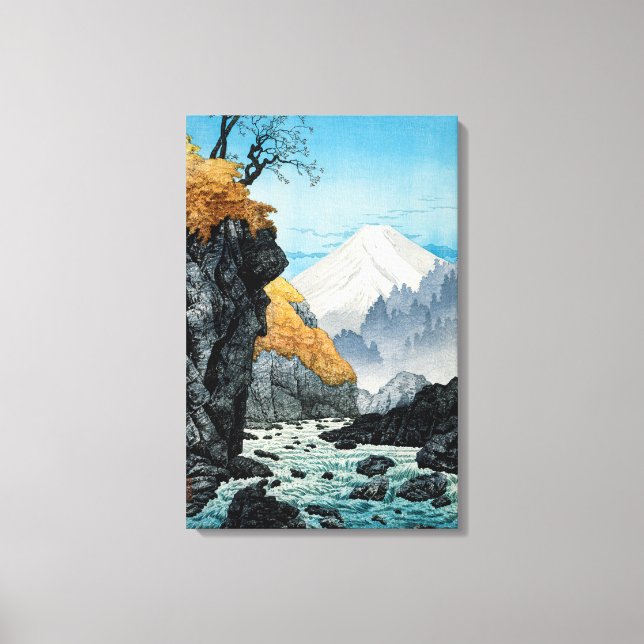 Japanisch Asiatischer Kunstschneebedeckter Berg Leinwanddruck (Vorderseite)