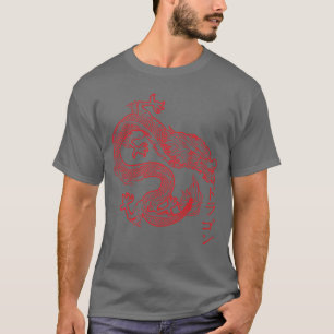 Japanisch Ästhetischer Drache Rot okyo Asiatisch V T-Shirt