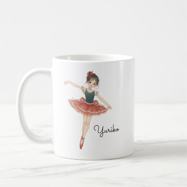 Japanisch Ballerina Girl Personalisiert Kaffeetasse (Links)