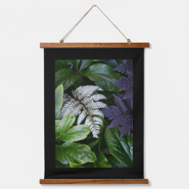 Japanisch bemalt Fern mit schwarzem Grenzflor Wandteppich Mit Holzrahmen