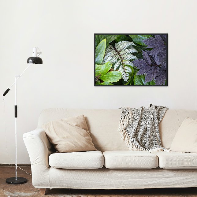 Japanisch bemalt Fern und Foliage botanisch Fotodruck (In Situ Framed)