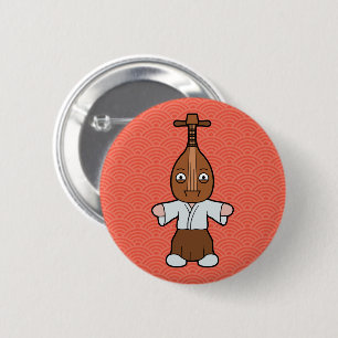 Japanisch Biwa Man Yokai Button