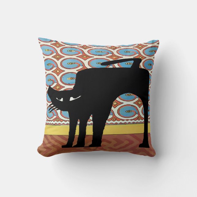 Japanisch Black Cat Print Kissen (Vorderseite)