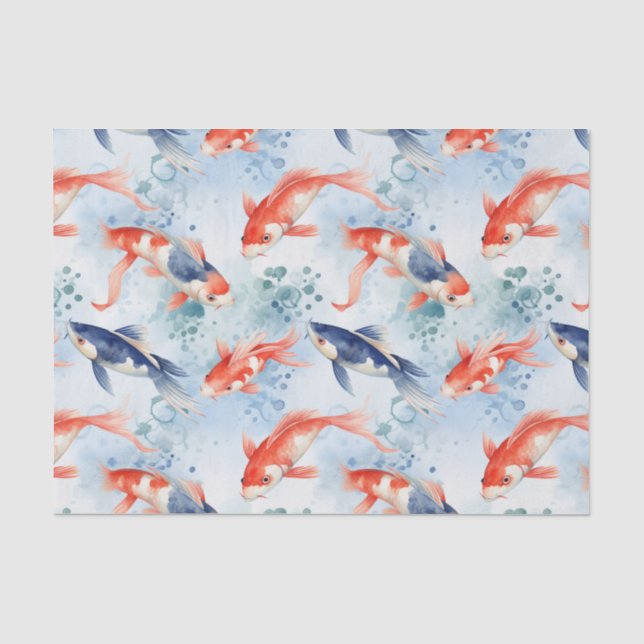 Japanisch Blue Koi Fish Decoupage Seidenpapier (Vorderseite)