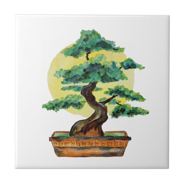 Japanisch Bonsai Tree Sunshine Fliese (Vorderseite)