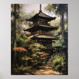 Japanisch Buddhist Temple Art Print Poster