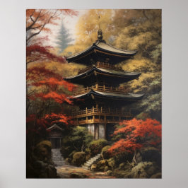 Japanisch Buddhist Temple Art Print Poster