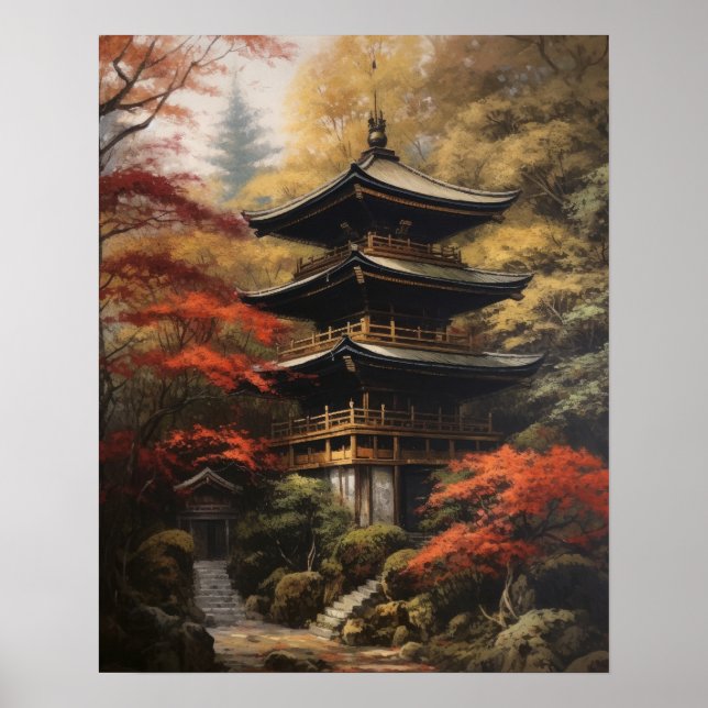 Japanisch Buddhist Temple Art Print Poster (Vorne)