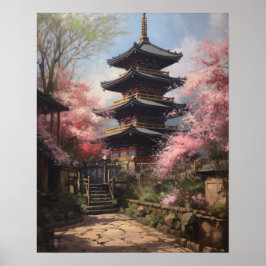 Japanisch Buddhist Temple Art Print Poster