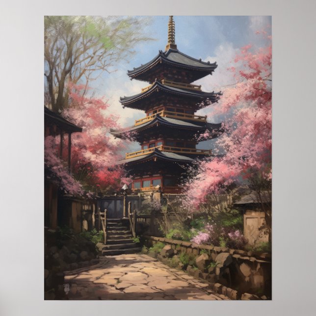 Japanisch Buddhist Temple Art Print Poster (Vorne)