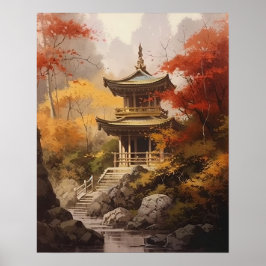 Japanisch Buddhist Temple Art Print Poster