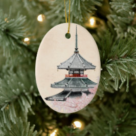 Japanisch-buddhistischer Tempel Cherry Blüten Weih Keramik Ornament