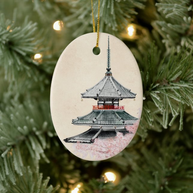 Japanisch-buddhistischer Tempel Cherry Blüten Weih Keramik Ornament (Baum)