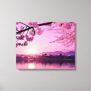 Japanisch Cherry Blossom Landschaft Ruhe Leinwanddruck