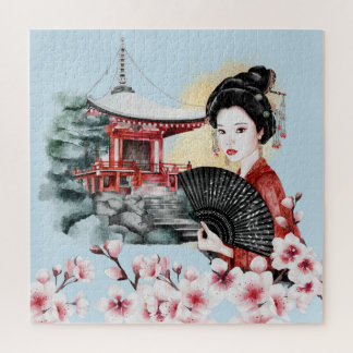 Japanisch Cherry Blossom Pagoda Geisha Girl