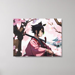 Japanisch Cherry Blossom Samurai Leinwanddruck