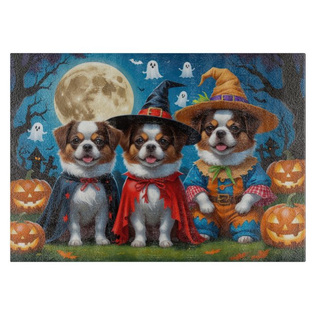 Japanisch Chin Dogs Pumpkin Halloween Funny Schneidebrett (Vorderseite)