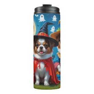 Japanisch Chin Dogs Pumpkin Halloween Funny Thermosbecher