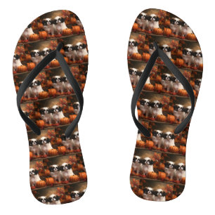 Japanisch Chin Welppy Autumn Delight Pumpkin Flip Flops