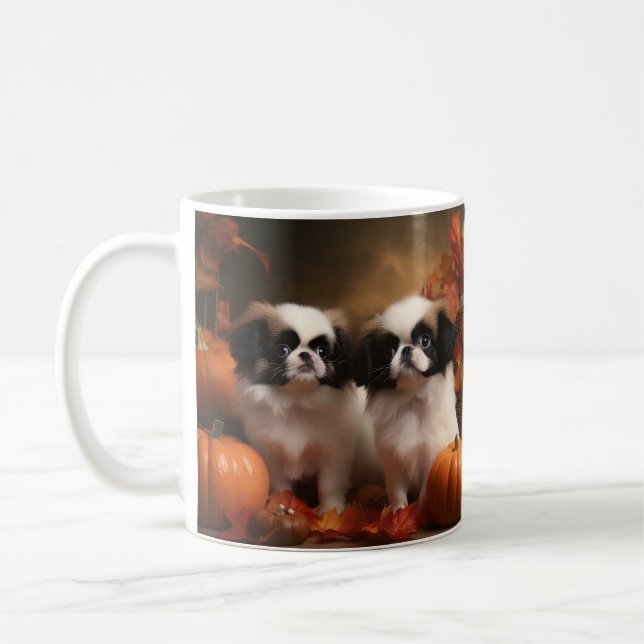 Japanisch Chin Welppy Autumn Delight Pumpkin Kaffeetasse (Links)