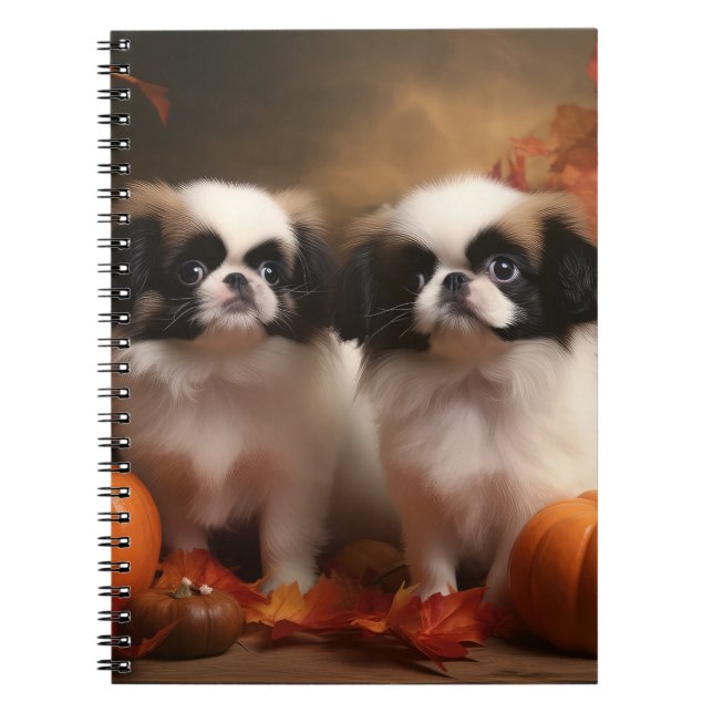 Japanisch Chin Welppy Autumn Delight Pumpkin Notizblock (Vorderseite)