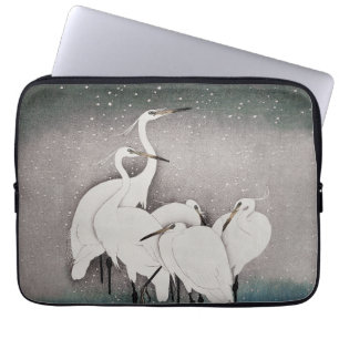 Japanisch Egrets Koson Cranes Winter Snow Laptopschutzhülle