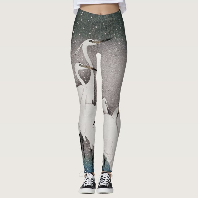 Japanisch Egrets Koson Cranes Winter Snow Leggings (Vorderseite)
