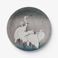 Japanisch Egrets Koson Cranes Winter Snow