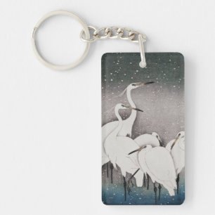 Japanisch Egrets Koson Cranes Winter Snow Schlüsselanhänger