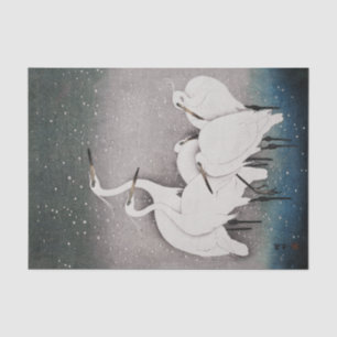 Japanisch Egrets Koson Cranes Winter Snow Seidenpapier