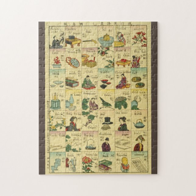 Japanisch-englisches Piktorium-Flash-Kartenposter (Vertikal)
