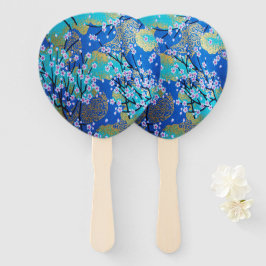 Japanisch Floral Cherry Blossom Gold Blue Fächer