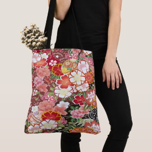 Japanisch Floral Cherry Blossom Sakura White Red Tasche