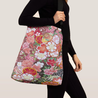 Japanisch Floral Cherry Blossom Sakura White Red Tragetaschen Mit Langen Trägern