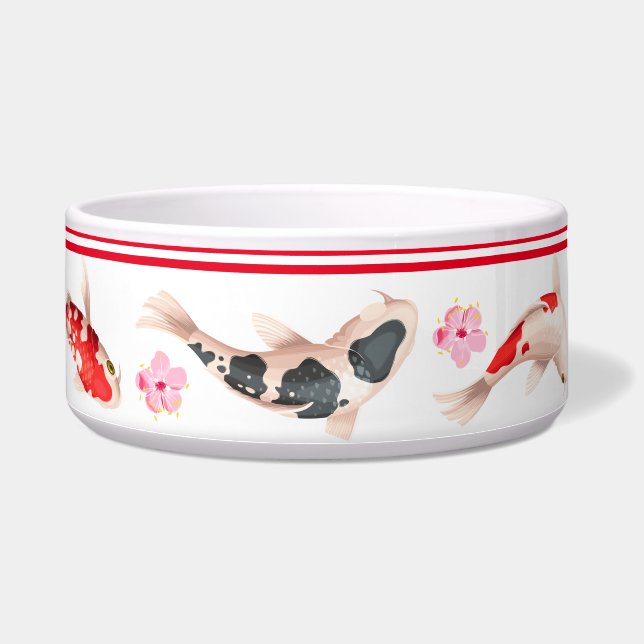 Japanisch Floral KOI FISH weiß und rot Napf (Rechts)