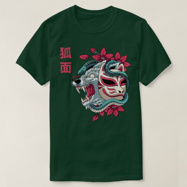 Japanisch für Maske Kitsune Wolf Snake Japan Grafi T-Shirt (Design vorne)