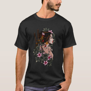 Japanisch Geisha Girl Samurai Japan Katana Sakura T-Shirt