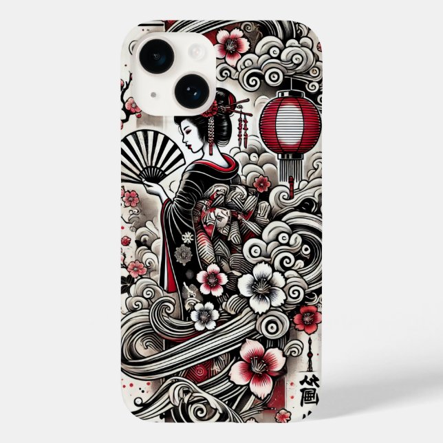 Japanisch Geisha iPhone Case - Stilvoll & langlebi (Rückseite)
