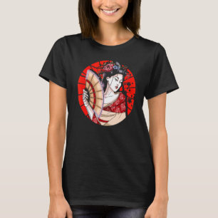 Japanisch Geisha mit Fan Sakura Japan Geisha T-Shirt