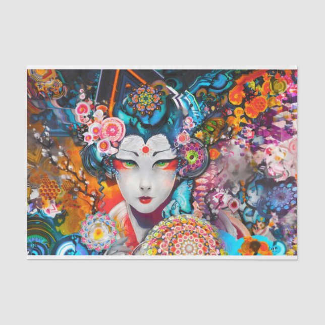 Japanisch Girl Multicolor Seidenpapier (Vorderseite)