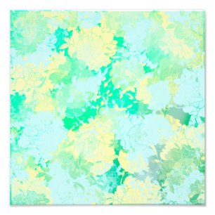 Japanisch grün, Blume Muster Fotodruck